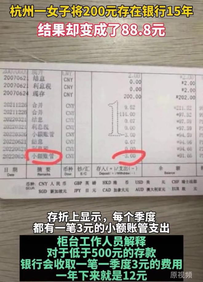 202元存银行15年变88.72元 睡眠账户如何规避小额管理费？ (图1)