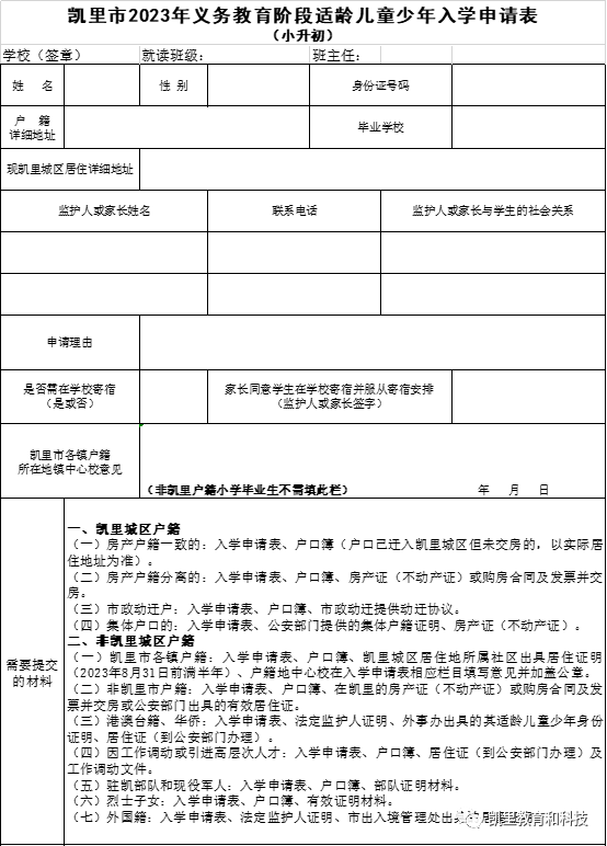 凯里市城区2023年义务教育阶段招生登记入学通告(图2)