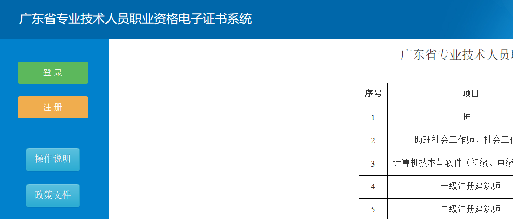 广东省专业技术人员职业资格电子证书系统ggfw.hrss.gd.gov.cn/zjzsh/(图1)