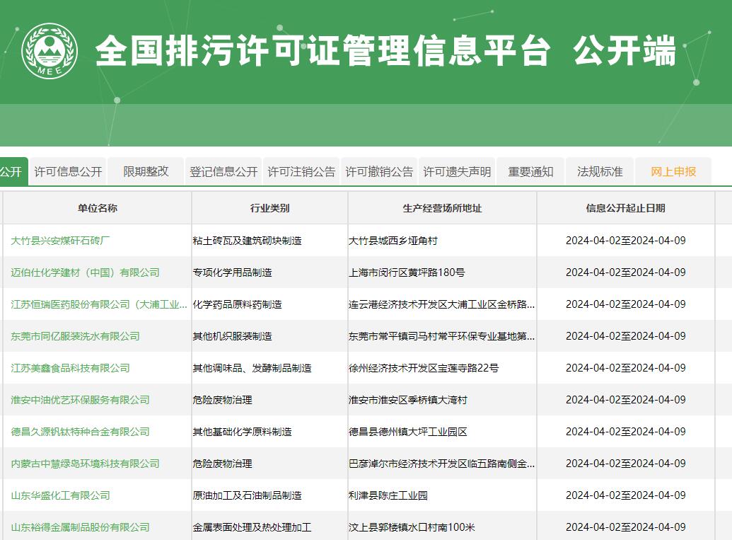 全国排污许可证管理信息平台-公开端https://permit.mee.gov.cn(图1)